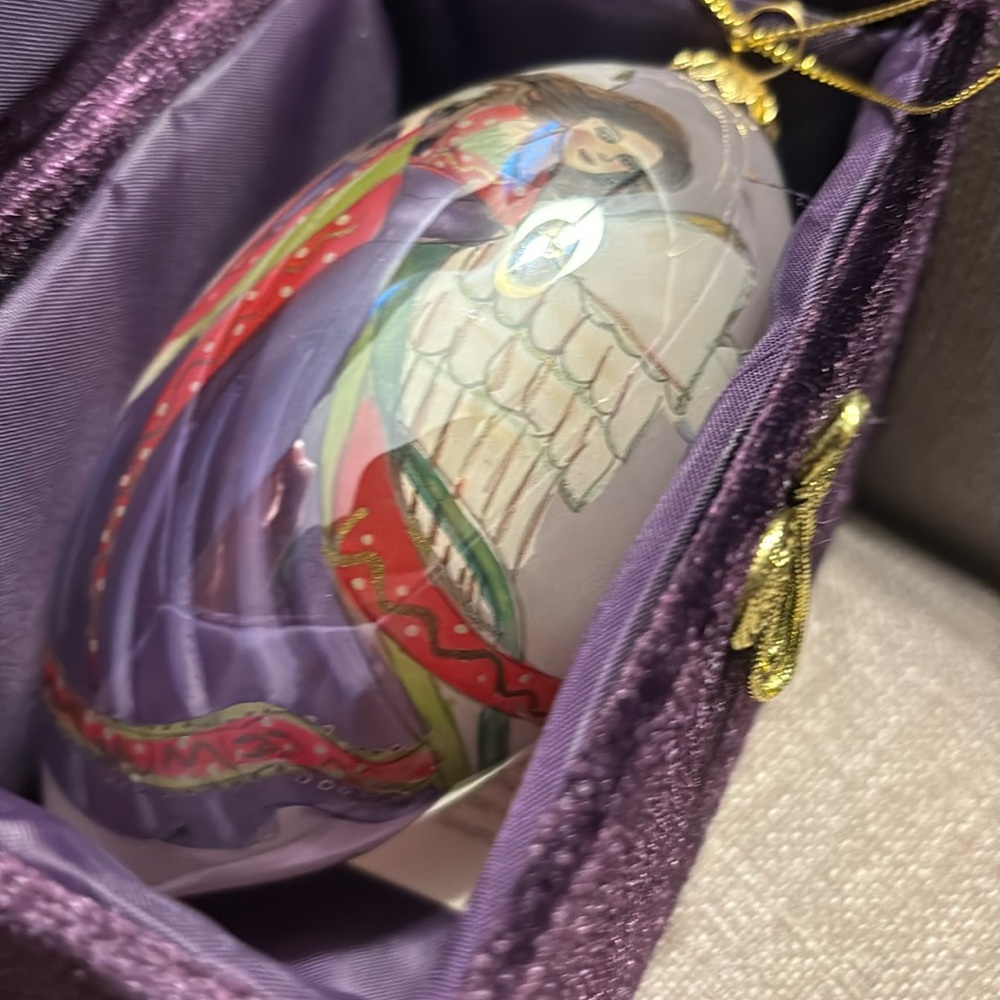 Nib 2005 Pier One Li Bien Drop Ornament Angel Hand Painted Glass